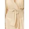 Moda Dokuma Rahat Kalıp Uzun V Yaka Standart Kol Crinkle Basic Düz Desen Kimono Kaftan