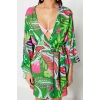 Moda Dokuma Rahat Kalıp Uzun V Yaka Standart Kol Crinkle Basic Düz Desen Kimono Kaftan
