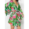 Moda Dokuma Rahat Kalıp Uzun V Yaka Standart Kol Crinkle Basic Düz Desen Kimono Kaftan