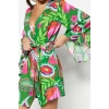Moda Dokuma Rahat Kalıp Uzun V Yaka Standart Kol Crinkle Basic Düz Desen Kimono Kaftan