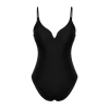 Women Fashion Throw Cap Strap Brief Collar Black Regular Swimsuit