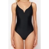 Women Fashion Throw Cap Strap Brief Collar Black Regular Swimsuit
