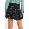 Fashion A-line Plaid Pattern Casual Mini Length Hem Flounce Tweed Fabric Mini Woven Skirt