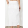 Fashion Regular Plain Pattern Casual Midi Length Front Buttoned Slit Midi Denim Skirt