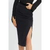 Fashion Pencil Plain Pattern Stylish Night Midi Length Gathered Slit Detailed Pencil Fit Midi Woven Skirt