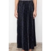 Fashion Regular Plain Pattern Daily Maxi Length Pleated Maxi Flexible Knitted Skirt