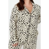 Tarz Rahat Büyük Beden Uzun Kollu Boru Paça Animal Desenli Örme Pijama Takımı