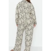 Tarz Rahat Büyük Beden Uzun Kollu Boru Paça Animal Desenli Örme Pijama Takımı