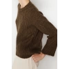 Women Modern Style Casual Long Crew Neck Knitted Sleeve Regular Knitwear Sweater