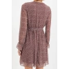 Fashion Style Regular Double Breasted Mini Length Floral Patterned Belted Lined Chiffon Woven Dress