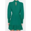 Fashion Style Regular Stand Collar Mini Length A Cut Skirt Gathered Woven Dress