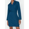Fashion Style Regular Jacket Collar Mini Length Woven Dress