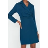 Fashion Style Regular Jacket Collar Mini Length Woven Dress