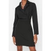 Fashion Style Regular Jacket Collar Mini Length Woven Dress