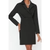Fashion Style Regular Jacket Collar Mini Length Woven Dress