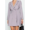 Fashion Style Regular Jacket Collar Mini Length Pleated Woven Jacket Dress