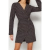 Moda Regular Business Tüvit Dokuma Ceket Yaka Uzun Kol Ceket Elbise Mini Boy Elbise
