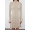 Moda Stil Regular Bisiklet Yaka Mini Boy Triko A-Line Formda Elbise