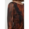 Moda Stil Slim Kayık Yaka Maxi Boy Soyut Sırt Dekolteli Tül Esnek Örme Elbise