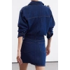 Moda Stil Regular Gömlek Yaka Regular Boy Limited Edition Gül Detaylı Denim Elbise