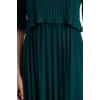 Fashion Style Relaxed Crew Neck Midi Length Pleated Skater Stretchy Knit Dress