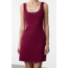 Fashion Style Slim Square Neck Mini Length Collar Stone Embroidery Detailed Vest Woven Dress