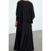 Moda Stil Relaxed Bisiklet Yaka Maxi Boy Kalıp Skater Esnek Örme Elbise
