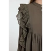 Fashion Style Regular Shirt Collar Mini Length Plain Lace Detailed Woven Dress