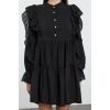 Fashion Style Regular Shirt Collar Mini Length Plain Lace Detailed Woven Dress