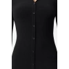 Fashion Style Slim Button Collar Maxi Length Placket Fitted Body-Smoothing Flexible Knit Dress