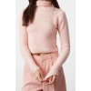 Style Modern Women Crop Standard Sleeve Stand Collar Boucle Knitwear Sweater