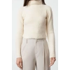 Style Modern Women Crop Standard Sleeve Stand Collar Boucle Knitwear Sweater