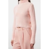 Style Modern Women Crop Standard Sleeve Stand Collar Boucle Knitwear Sweater