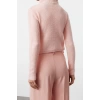 Style Modern Women Crop Standard Sleeve Stand Collar Boucle Knitwear Sweater