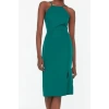 Moda Stil Regular Halter Yaka Midi Boy Vücudu Saran Yırtmaçlı Kalem Etek Dokuma Elbise