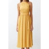 Moda Regular Casual Günlük Shally Dokuma Halter Yaka Kolsuz Kol A-Line Midi Boy Elbise