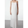 Fashion Style Regular U Neck Maxi Length Comfortable Wide Cut Plain Back Low Cut Woven Dress