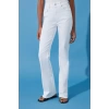 Stil Kadın Moda Denim Kot Pantolon Regular İspanyol Paça Beyaz Yüksek Bel Jeans