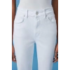 Stil Kadın Moda Denim Kot Pantolon Regular İspanyol Paça Beyaz Yüksek Bel Jeans