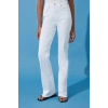 Stil Kadın Moda Denim Kot Pantolon Regular İspanyol Paça Beyaz Yüksek Bel Jeans