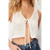 Stil Modern Kadın Crop Standart Kol V Yaka Ajurlu Delikli Triko Süveter