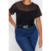 Fashion Plus Size Crew Neck Knitted Fit Plain Pattern Casual Daily Regular Short Sleeve Blouse