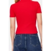 Fashion Stand Collar Knitted Slim Plain Pattern Casual Daily Crop Short Sleeve Blouse