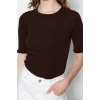 Fashion Crew Neck Knitted Slim Plain Pattern Casual Daily Regular Short Sleeve Blouse
