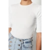 Fashion Crew Neck Knitted Slim Plain Pattern Casual Daily Regular Short Sleeve Blouse