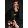 Stil Modern Kadın Bebe Mavi Kalın Topuklu Ayakkabı Stiletto Özel Tasarım Gündüz Gece Abiye Ayakkabı