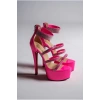 Kadın Taşlı Neon Platform İnce Topuklu Sandalet Gece Şıklığı Model