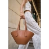 Deri Görünümlü Shopper Çanta Bordo
