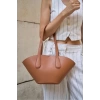 Deri Görünümlü Shopper Çanta Bordo