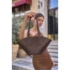 Deri Görünümlü Shopper Çanta Bordo